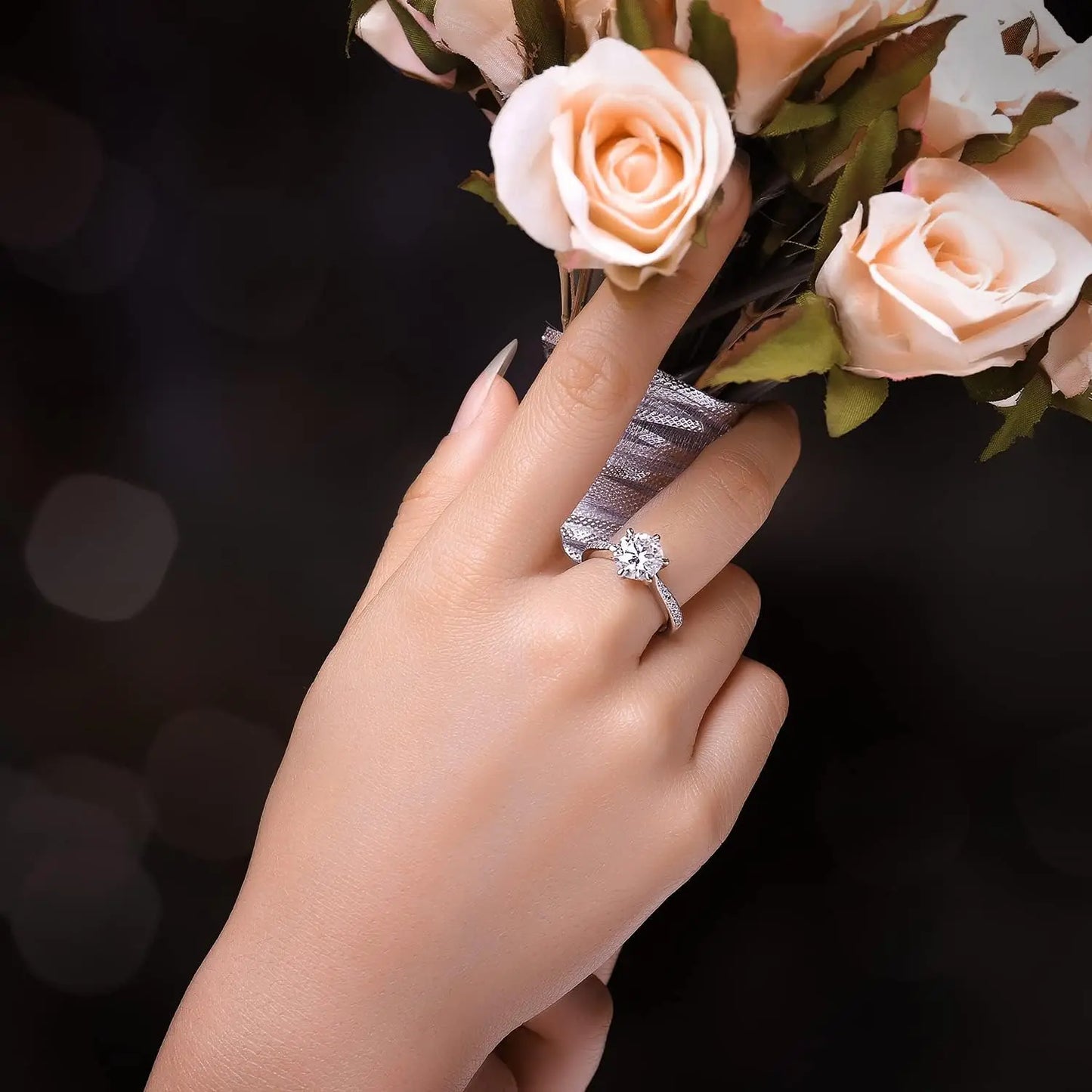 Classic 1-carat Moissanite Ring with Certificate Laboratory Diamond Rings Women Wedding Jewelry 18K Gold Plated S925 Silver