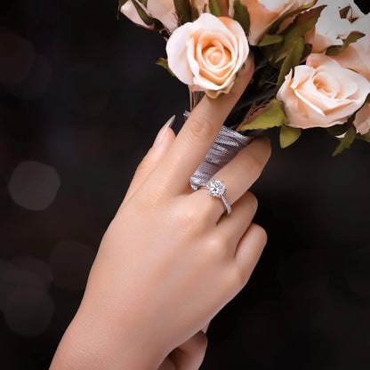 Classic 1-carat Moissanite Ring with Certificate Laboratory Diamond Rings Women Wedding Jewelry 18K Gold Plated S925 Silver