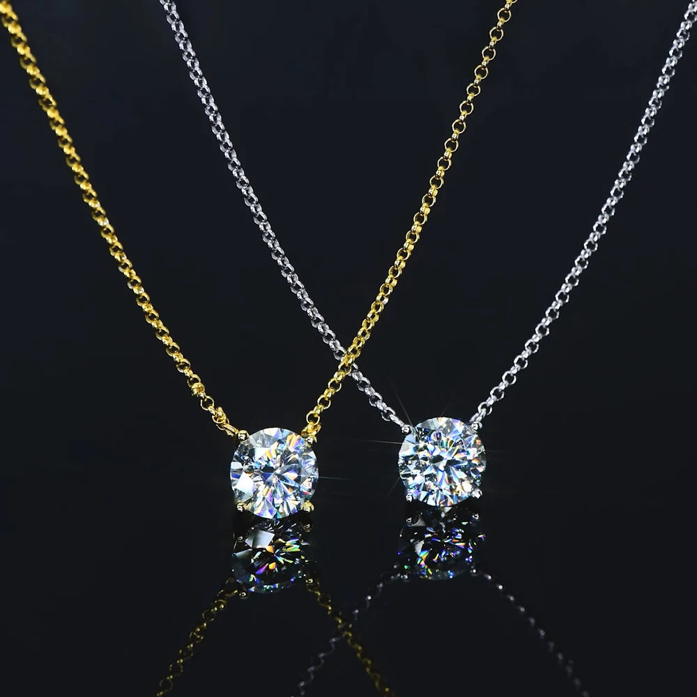 Sparking 1CT 2CT 3CT D VVS1 Moissanite Pendant Solitaire Necklace Women's 100% Real Silver 925 Chain with Certified Jewelry Gift