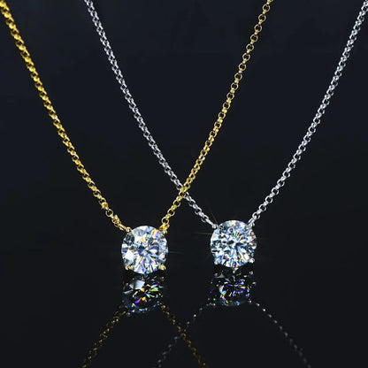 Sparking 1CT 2CT 3CT D VVS1 Moissanite Pendant Solitaire Necklace Women's 100% Real Silver 925 Chain with Certified Jewelry Gift