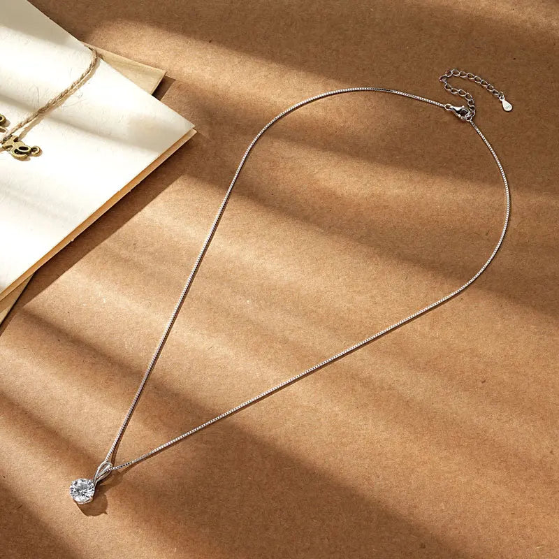 IOGOU 925 Sterling Silver Infinity Pendant Necklace 1CT 2CT 3CT Round Moissanite Necklace for Women Original Fine Jewelry Gift