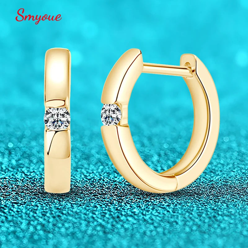Smyoue 2.5mm 100% Real Moissanite Hoop Earrings for Women 2 Colors Trend Ear Jewelry Original S925 Sterling Silver D VVS1 GRA