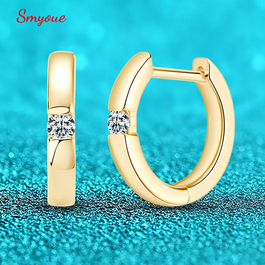 Smyoue 2.5mm 100% Real Moissanite Hoop Earrings for Women 2 Colors Trend Ear Jewelry Original S925 Sterling Silver D VVS1 GRA