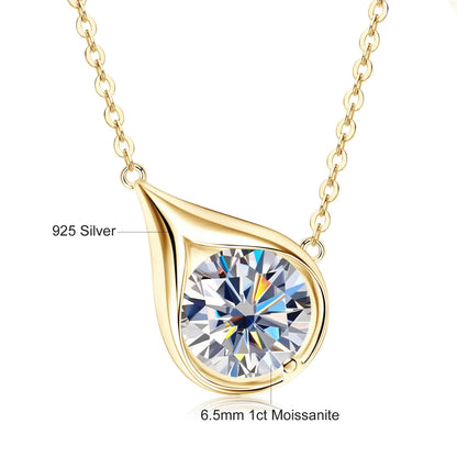 Teardrop Shape Pendant Necklace GRA Certified Moissanite 1ct/2ct/3ct Round Cut for Women 925 Sterling Silver Wedding Jewelry Gif