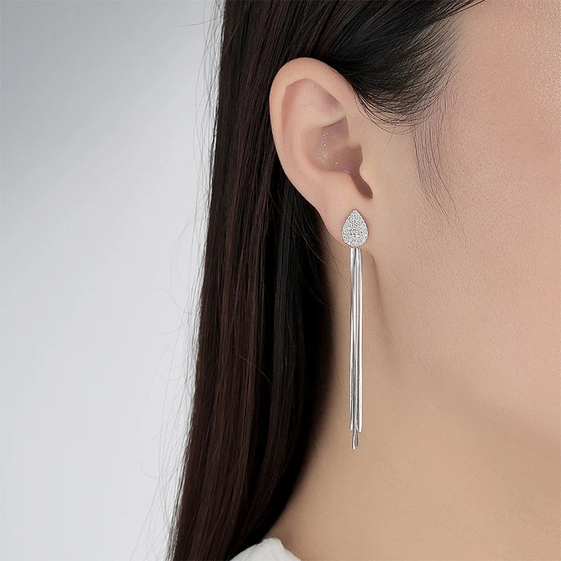Smyoue Full Moissanite Tassel Drop Earrings for Women Water Drops 100% 925 Sterling Silver Lab Diamond Party Jewelry Wholesale