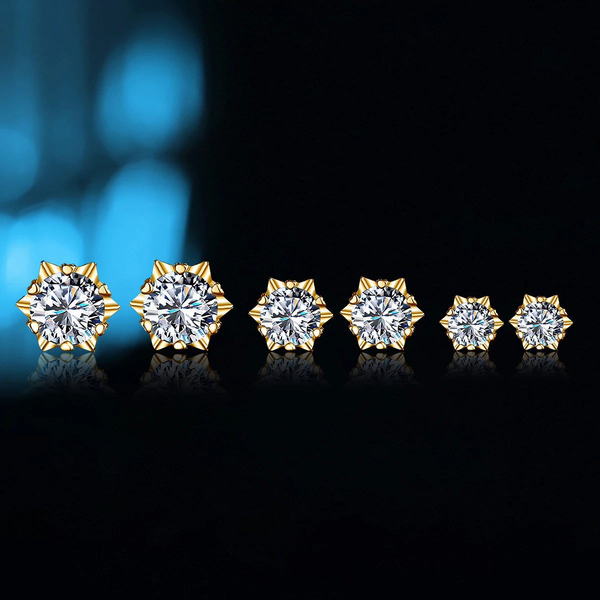 Szjinao 2 Carat 8.0mm 100% Real 14k Gold Moissanite Stud Earrings For Woman Sparkling Diamond Wedding Luxury K Gold Jewelry Sale