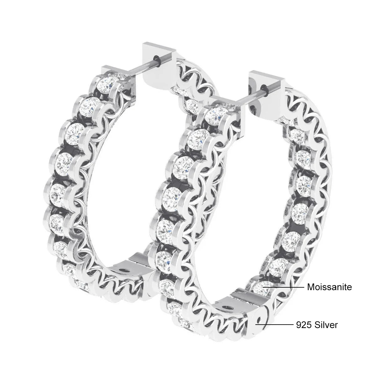 Trendy Full Moissanite Earrings hoops D VVS1 Luxury Certified Jewerlry For Women Famous Branded Sparking Diamond Accessories Hot