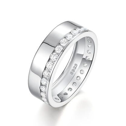 Channel Set 2mm Round Moissanite Wedding Band With Certificate 925 Sterling Silver For Men Full Eternity Promise Ring Jewelry