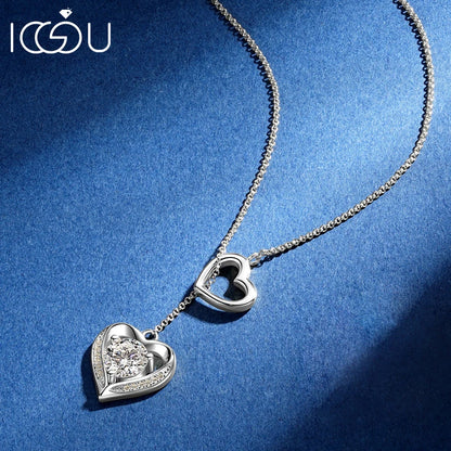 1CT 6.5MM Heart Cut Moissanite Certified Necklace for Women 14k Gold Plated S925 Sterling Silver Pendant Chain Jewelry Gift