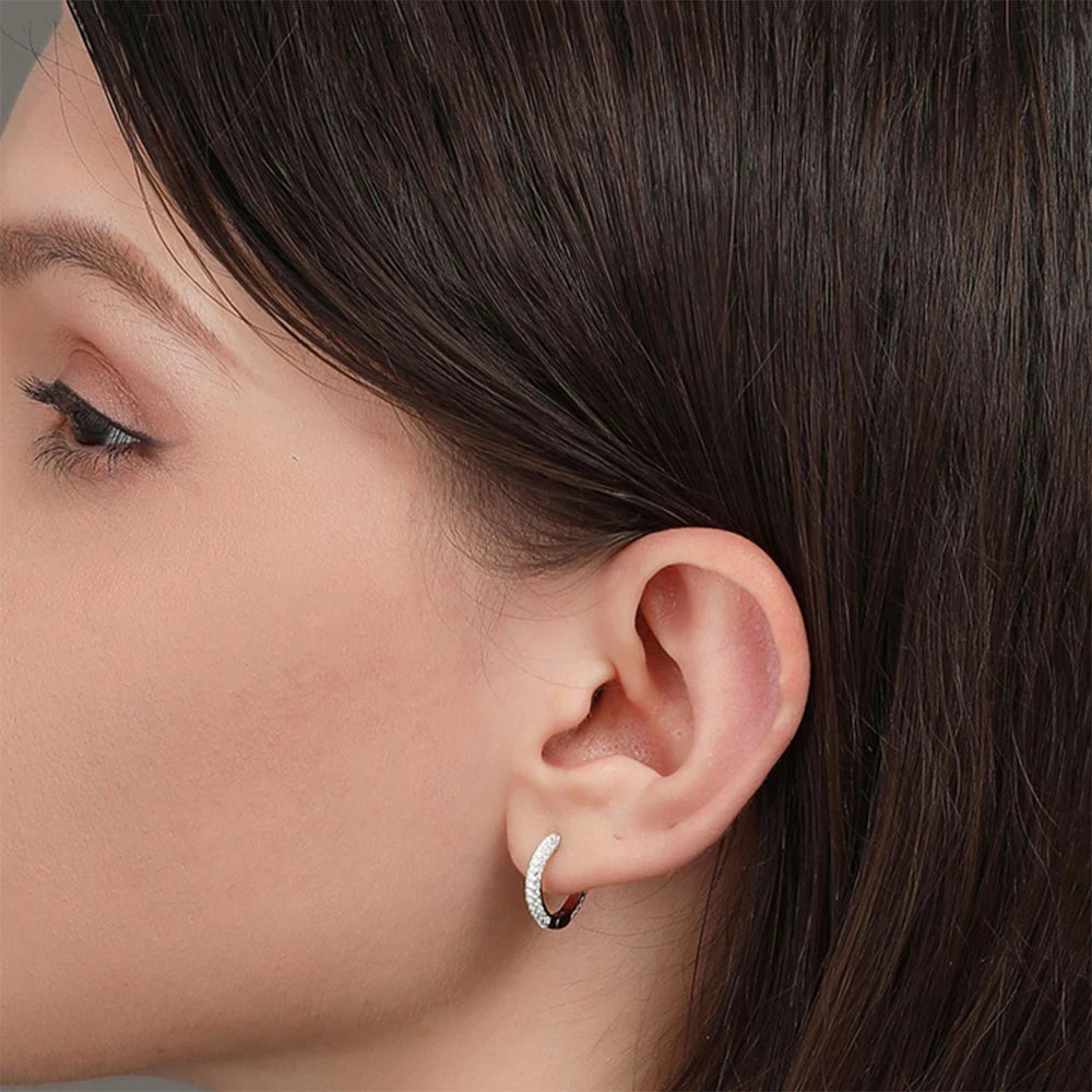 New Custom High Jewelry 925 Sterling Silver Circle Full Diamond Moissanite Hoop Earrings D Color Brilliant Wedding For Women