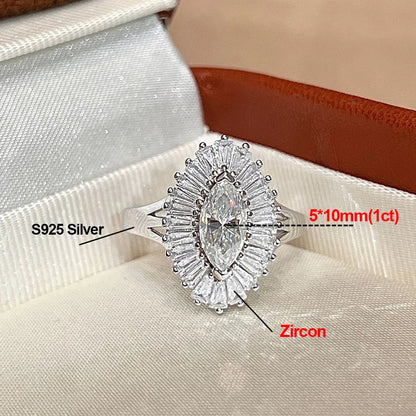 5*10mm 1 Carat Marquise Cut Moissanite Engagement Rings For Women S925 Silver Luxury Bridal Wedding Band With GRA Certificate