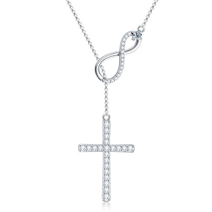 925 Sterling Silver Infinity Pendant Necklace for Women Jewelry 0.5CT Round Full Moissanite Cross Necklaces with certificate