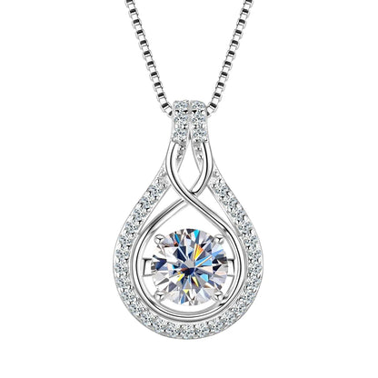 IOGOU 925 Silver Infinity Love Pendant Necklace VVS1 D Full Moissanite Necklace for Women Lab Diamond Jewelry with Certificate