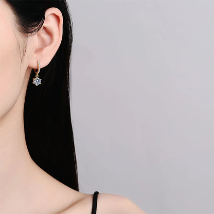 Womens Gold Drop Hoop Earrings