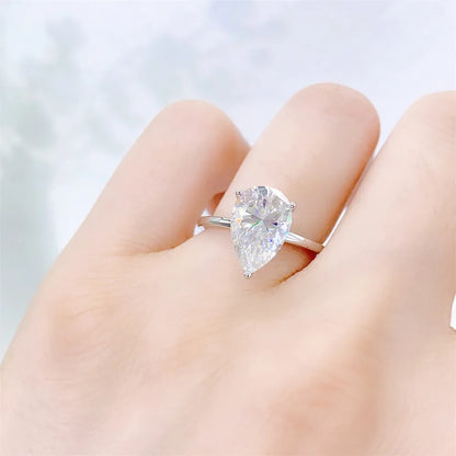 Pear Shaped Moissanite Solitaire Engagement Rings for Women 1-4CT D Color Diamond S925 Sterling Silver Wedding Band Fine Jewelry