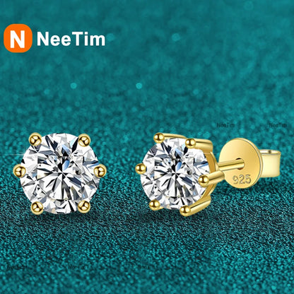 Moissanite Stud Earrings  | Gold | White Gold