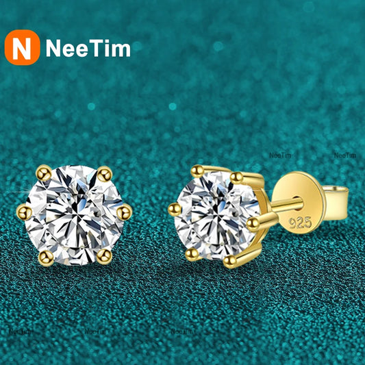 Moissanite Stud Earrings  | Gold | White Gold
