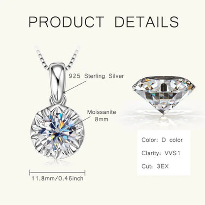 Bright Star D Color Moissanite Diamond Pendant Necklace Excellent Cut S925 Sterling Silver Chain for Women Trendy Jewelry Gifts