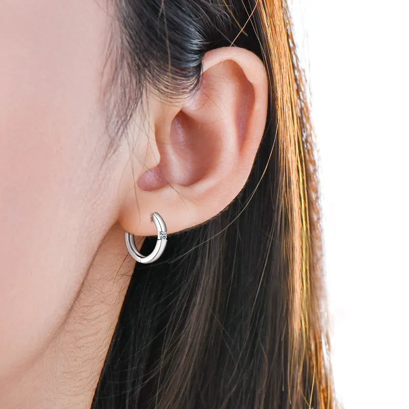 Smyoue 2.5mm 100% Real Moissanite Hoop Earrings for Women 2 Colors Trend Ear Jewelry Original S925 Sterling Silver D VVS1 GRA