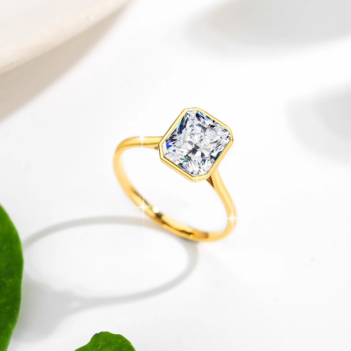 Radiant Cut 14K Gold Moissanite Ring 3CT D VVS1 for Women 100% Genuine Au585 Engagement Wedding Christmas Gifts Classsic