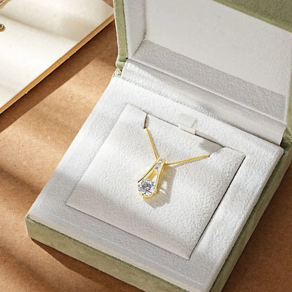 IOGOU Classic 1CT-3CT D Moissanite Pendant Necklace Adjustable Box Chain 925 Pure Silver Lab Diamond for Women with Certificate