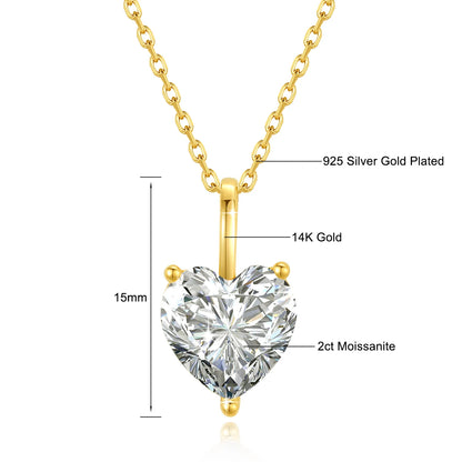 Heart Cut 14K Gold Moissanite Necklaces 9MM VVS1 Au585 Diamond Pendant for Women Engagement Party Classic Jewelry