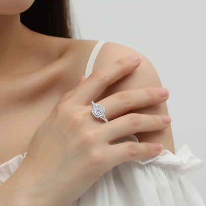 Kirin Palace 0.6ct D Color Moissanite Halo Engagement Wedding Ring With GRA Cer 925 Sterling Silver Rings For Women Jewelry