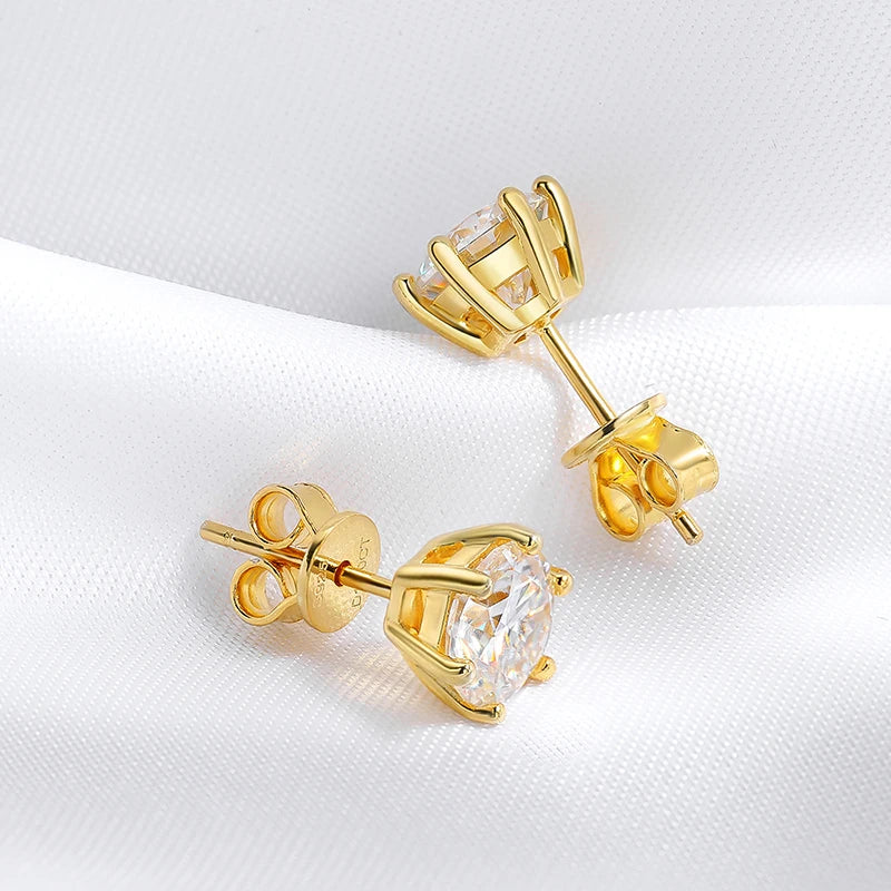 Lab Diamond Gold Stud Earrings