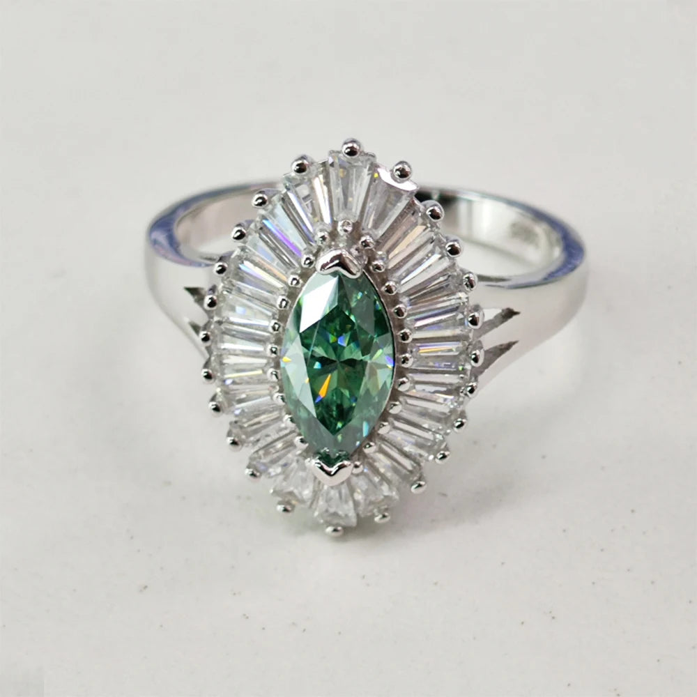 5*10mm 1 Carat Marquise Cut Moissanite Engagement Rings For Women S925 Silver Luxury Bridal Wedding Band With GRA Certificate