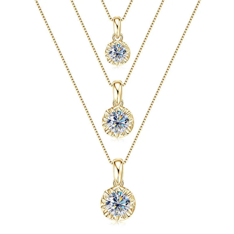 Bright Star D Color Moissanite Diamond Pendant Necklace Excellent Cut S925 Sterling Silver Chain for Women Trendy Jewelry Gifts