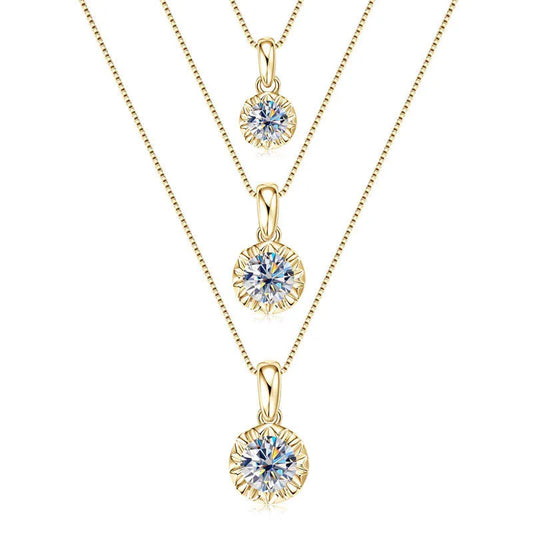 Bright Star D Color Moissanite Diamond Pendant Necklace Excellent Cut S925 Sterling Silver Chain for Women Trendy Jewelry Gifts