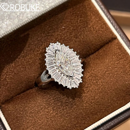 5*10mm 1 Carat Marquise Cut Moissanite Engagement Rings For Women S925 Silver Luxury Bridal Wedding Band With GRA Certificate