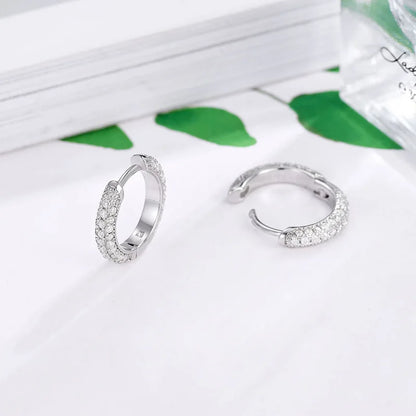 New Custom High Jewelry 925 Sterling Silver Circle Full Diamond Moissanite Hoop Earrings D Color Brilliant Wedding For Women