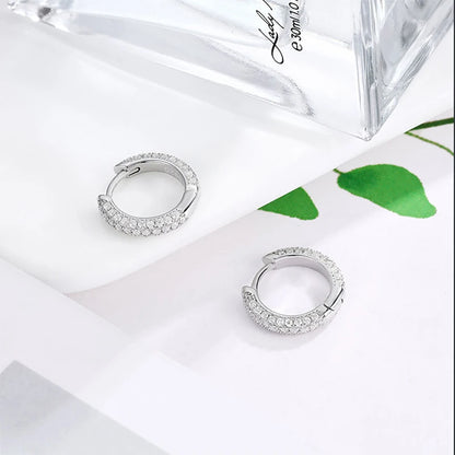 New Custom High Jewelry 925 Sterling Silver Circle Full Diamond Moissanite Hoop Earrings D Color Brilliant Wedding For Women