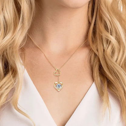 1CT 6.5MM Heart Cut Moissanite Certified Necklace for Women 14k Gold Plated S925 Sterling Silver Pendant Chain Jewelry Gift