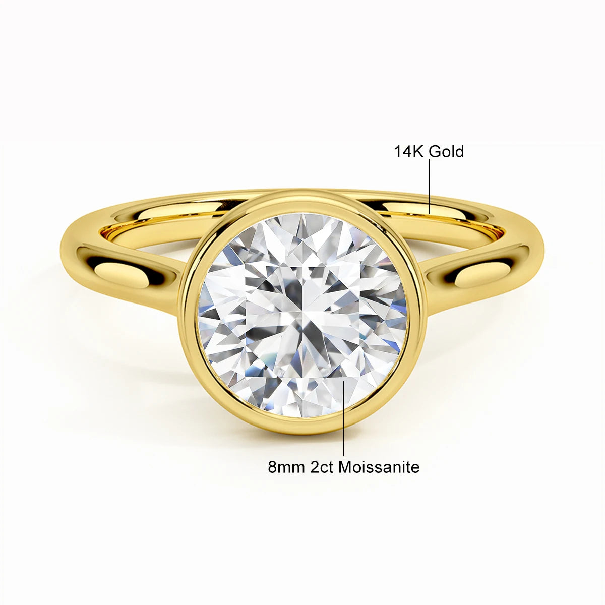 Classic Engagement Wedding Ring 14K Yellow Gold for Women Hollow Au585 Round Cut D Color Lab Moissanite Diamond Band Jewelry