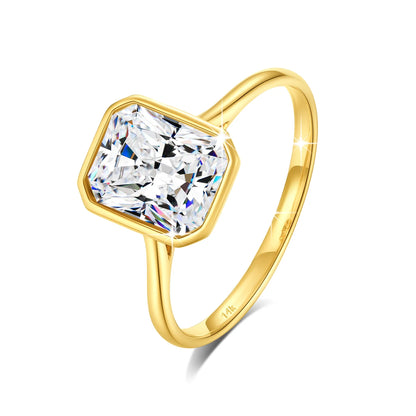 Radiant Cut 14K Gold Moissanite Ring 3CT D VVS1 for Women 100% Genuine Au585 Engagement Wedding Christmas Gifts Classsic