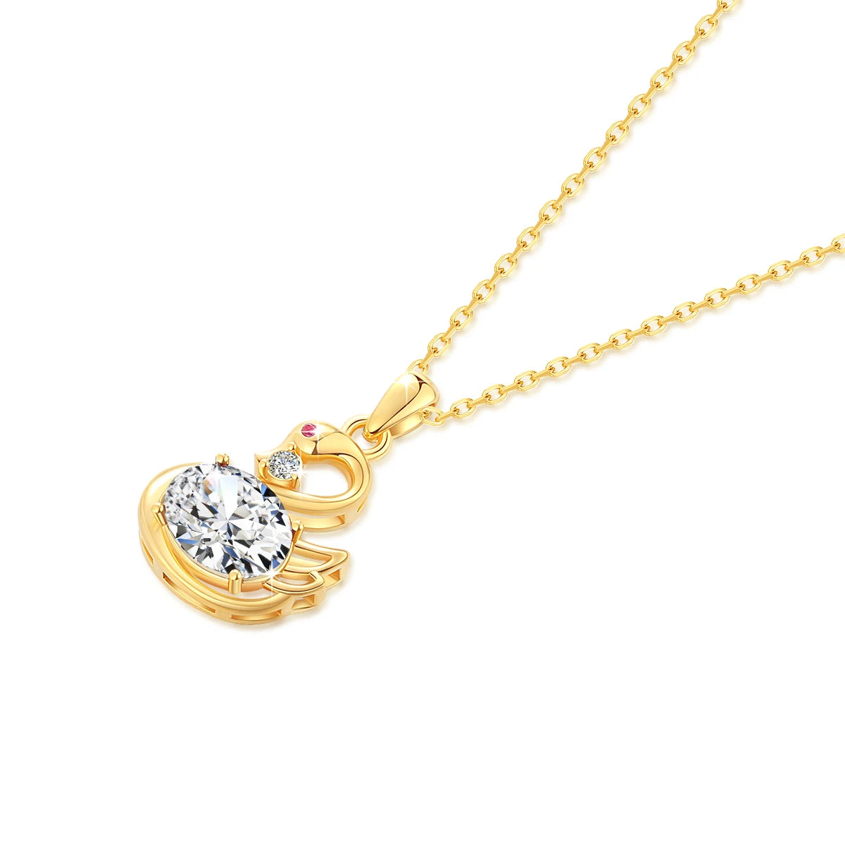 Au750 2CT Moissanite Swan Pendant 100% 18K Gold Oval Cut Natural Blue Topaz Women's Necklaces for Birthday Party Jewelry Gifts