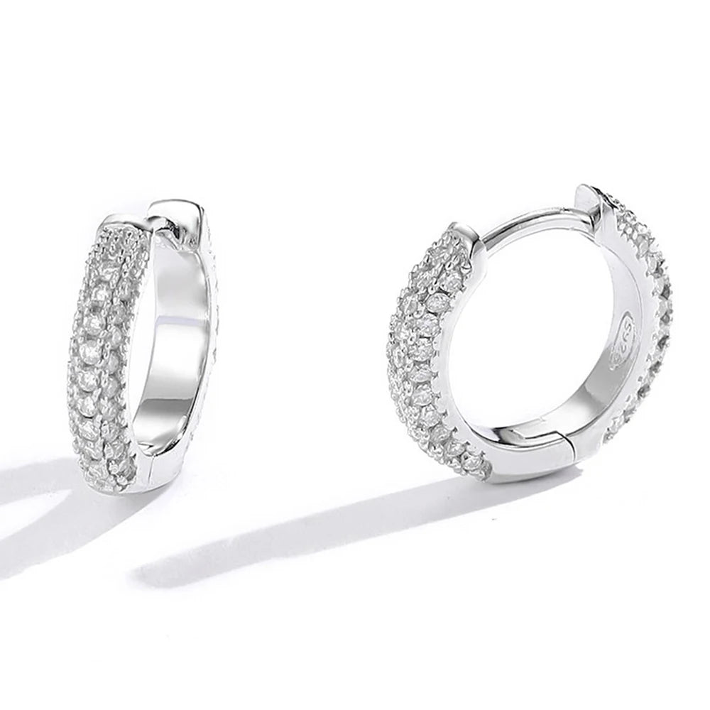 New Custom High Jewelry 925 Sterling Silver Circle Full Diamond Moissanite Hoop Earrings D Color Brilliant Wedding For Women