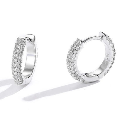 New Custom High Jewelry 925 Sterling Silver Circle Full Diamond Moissanite Hoop Earrings D Color Brilliant Wedding For Women