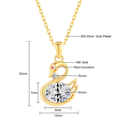 Au750 2CT Moissanite Swan Pendant 100% 18K Gold Oval Cut Natural Blue Topaz Women's Necklaces for Birthday Party Jewelry Gifts