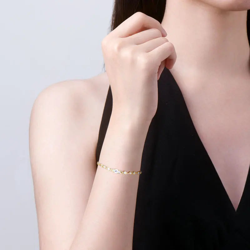 Cute Moissanite Bracelet 3.08ctw GRA Certified 925 Sterling Silver for Women Birthday Anniversary Romantic Jewelry Gift