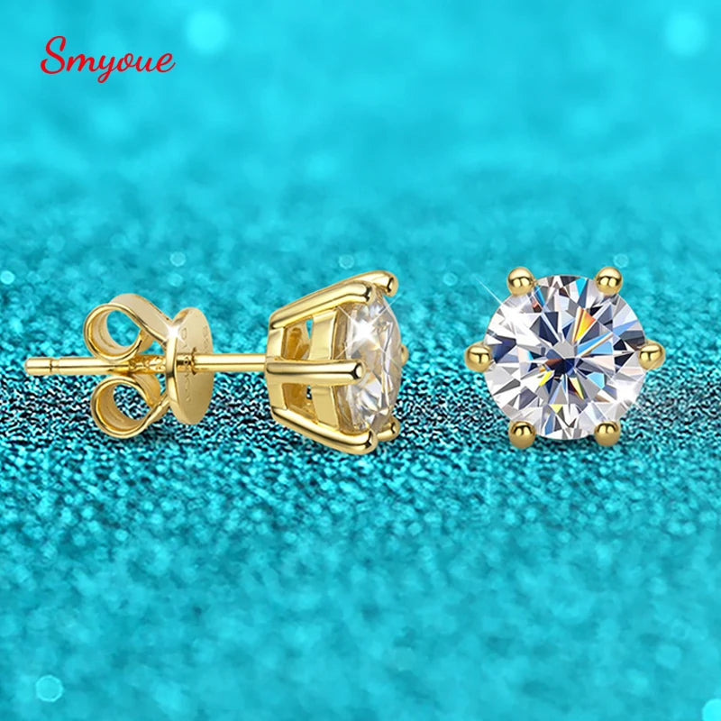 Lab Diamond Gold Stud Earrings