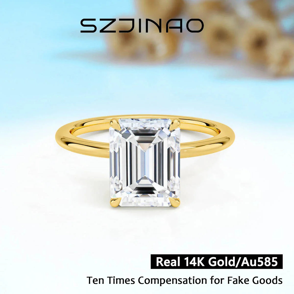 Emerald Cut | 3.0CT4K Yellow Gold Diamond Ring