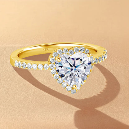 Moissanite Hart Ring  | Yellow Gold