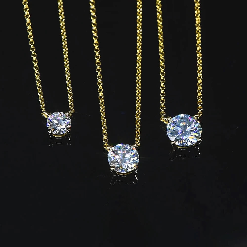 Sparking 1CT 2CT 3CT D VVS1 Moissanite Pendant Solitaire Necklace Women's 100% Real Silver 925 Chain with Certified Jewelry Gift
