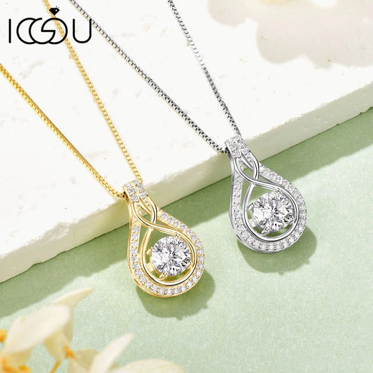IOGOU 925 Silver Infinity Love Pendant Necklace VVS1 D Full Moissanite Necklace for Women Lab Diamond Jewelry with Certificate