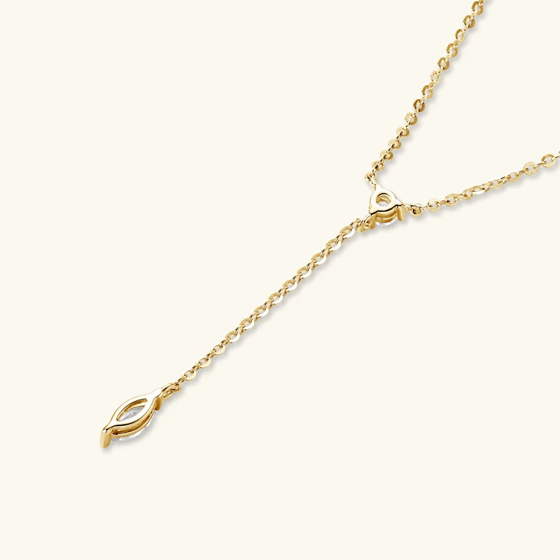 IOGOU-Y-Shape Necklaces for Women, Moissanite Marquise Cut 3x6mm, 3mm Round Cut Diamond Pendant, 925 Silver Jewelry Accessories