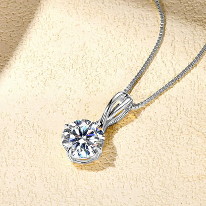 IOGOU 925 Sterling Silver Infinity Pendant Necklace 1CT 2CT 3CT Round Moissanite Necklace for Women Original Fine Jewelry Gift