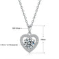 Romantic Love Shape 1CT Moissanite Necklace Round Cut Pendant for Women 925 Sterling Silver Cute Jewelry Valentine's Day Gift